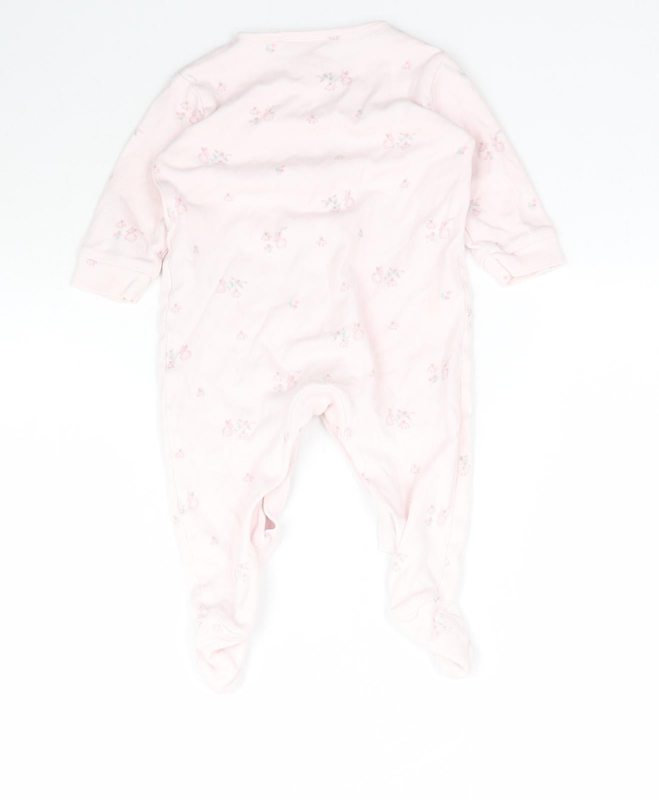 NEXT Girls Pink   Babygrow One-Piece Size 6-9 Months  - Bunny Rabbit Pattern