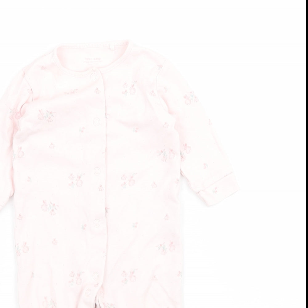 NEXT Girls Pink   Babygrow One-Piece Size 6-9 Months  - Bunny Rabbit Pattern