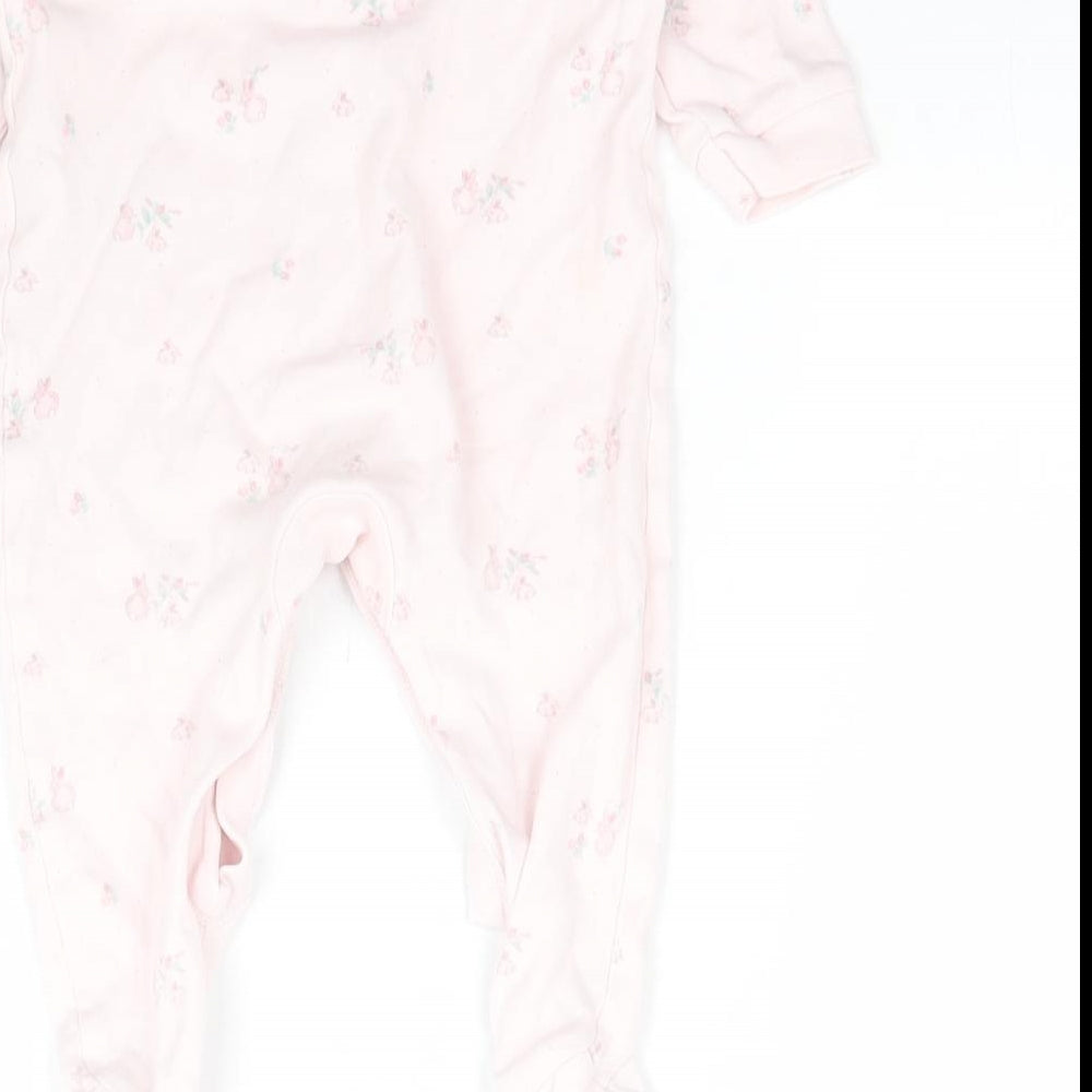 NEXT Girls Pink   Babygrow One-Piece Size 6-9 Months  - Bunny Rabbit Pattern