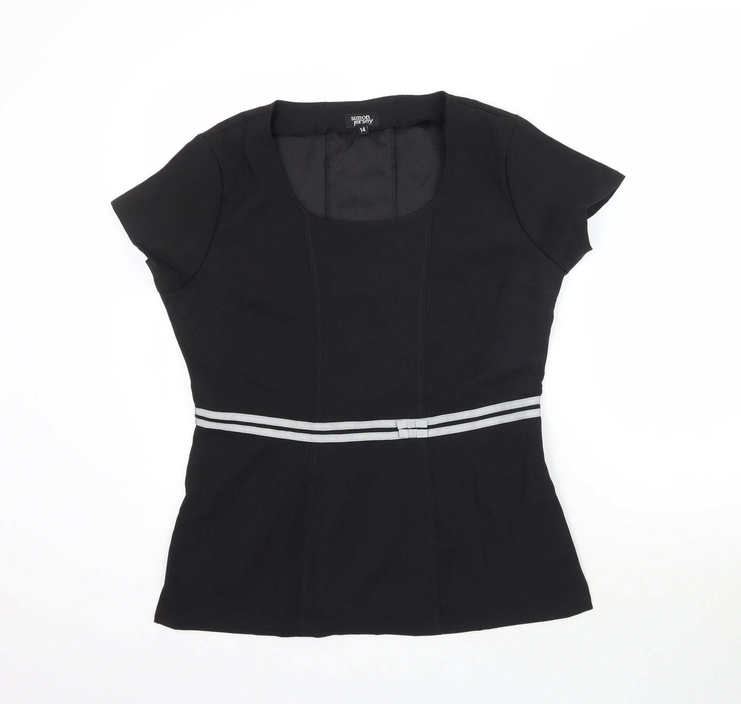 Simon Jersey Womens Black   Basic Blouse Size 14