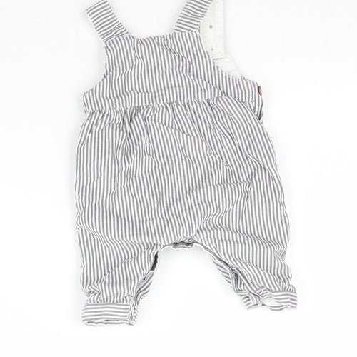Marks and Spencer Baby Grey Striped  Dungaree One-Piece Size Newborn  - Birds