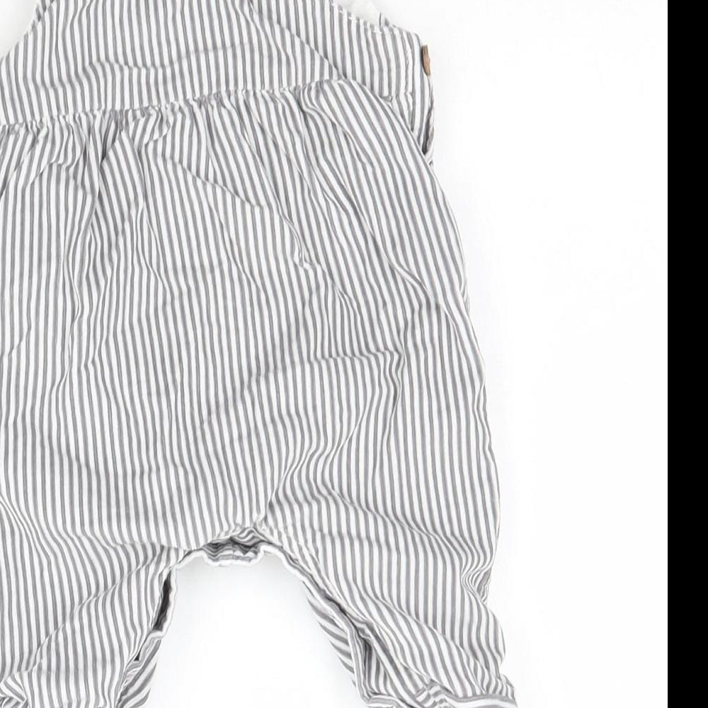Marks and Spencer Baby Grey Striped  Dungaree One-Piece Size Newborn  - Birds