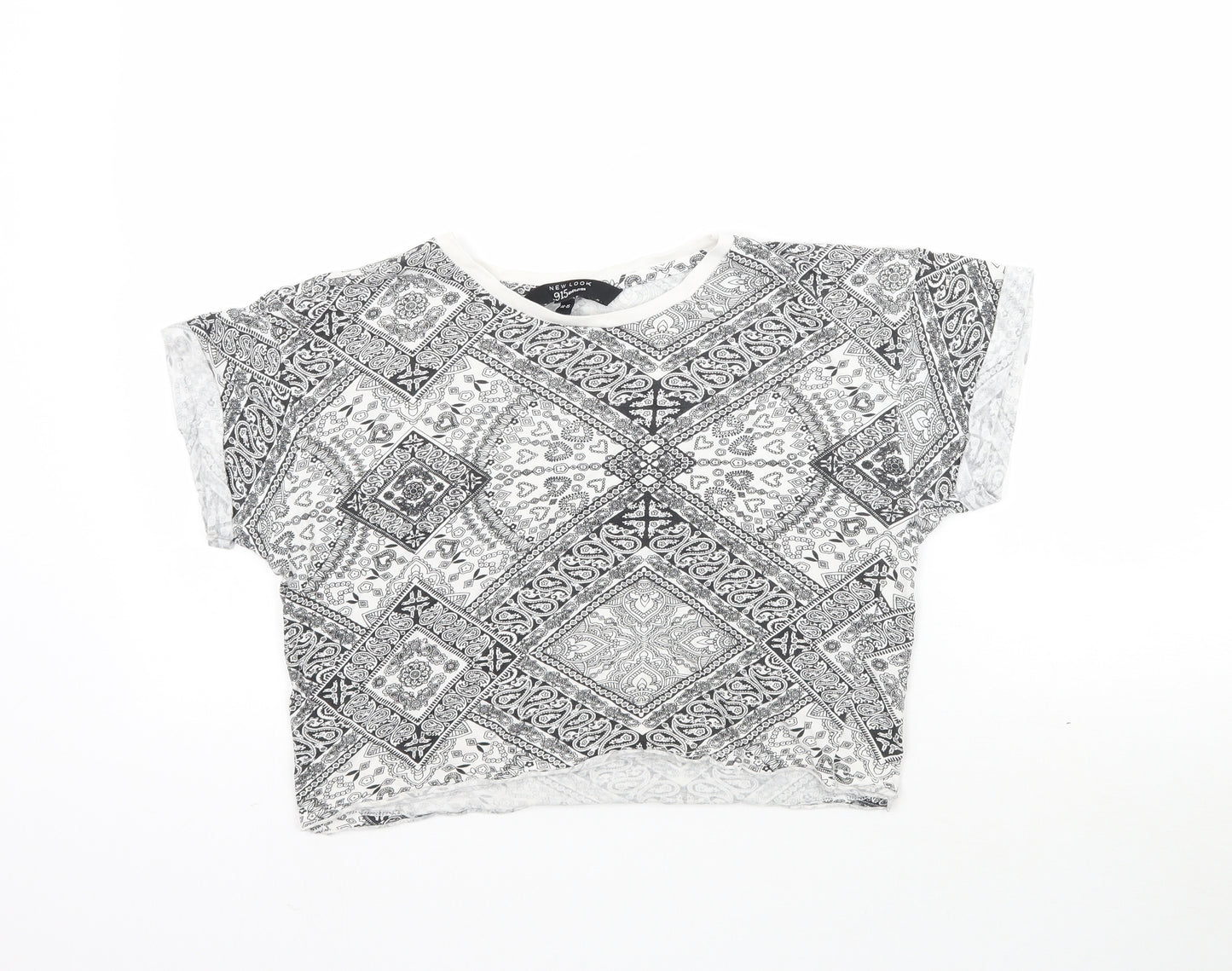 New Look Girls White Paisley  Cropped T-Shirt Size 14-15 Years