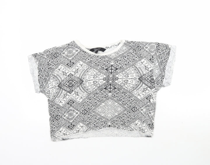 New Look Girls White Paisley Cropped T-Shirt Size 14-15 Years