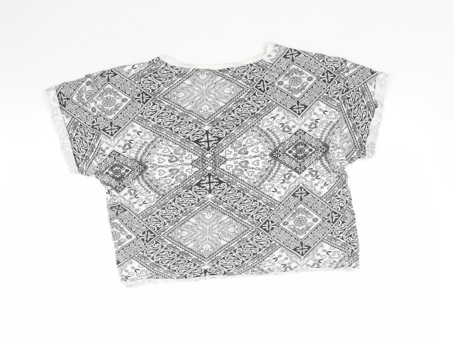 New Look Girls White Paisley  Cropped T-Shirt Size 14-15 Years