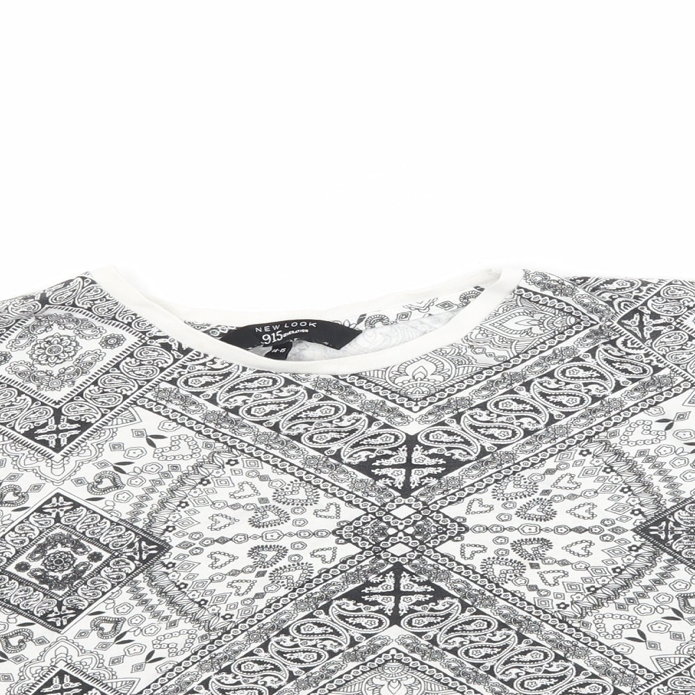 New Look Girls White Paisley  Cropped T-Shirt Size 14-15 Years