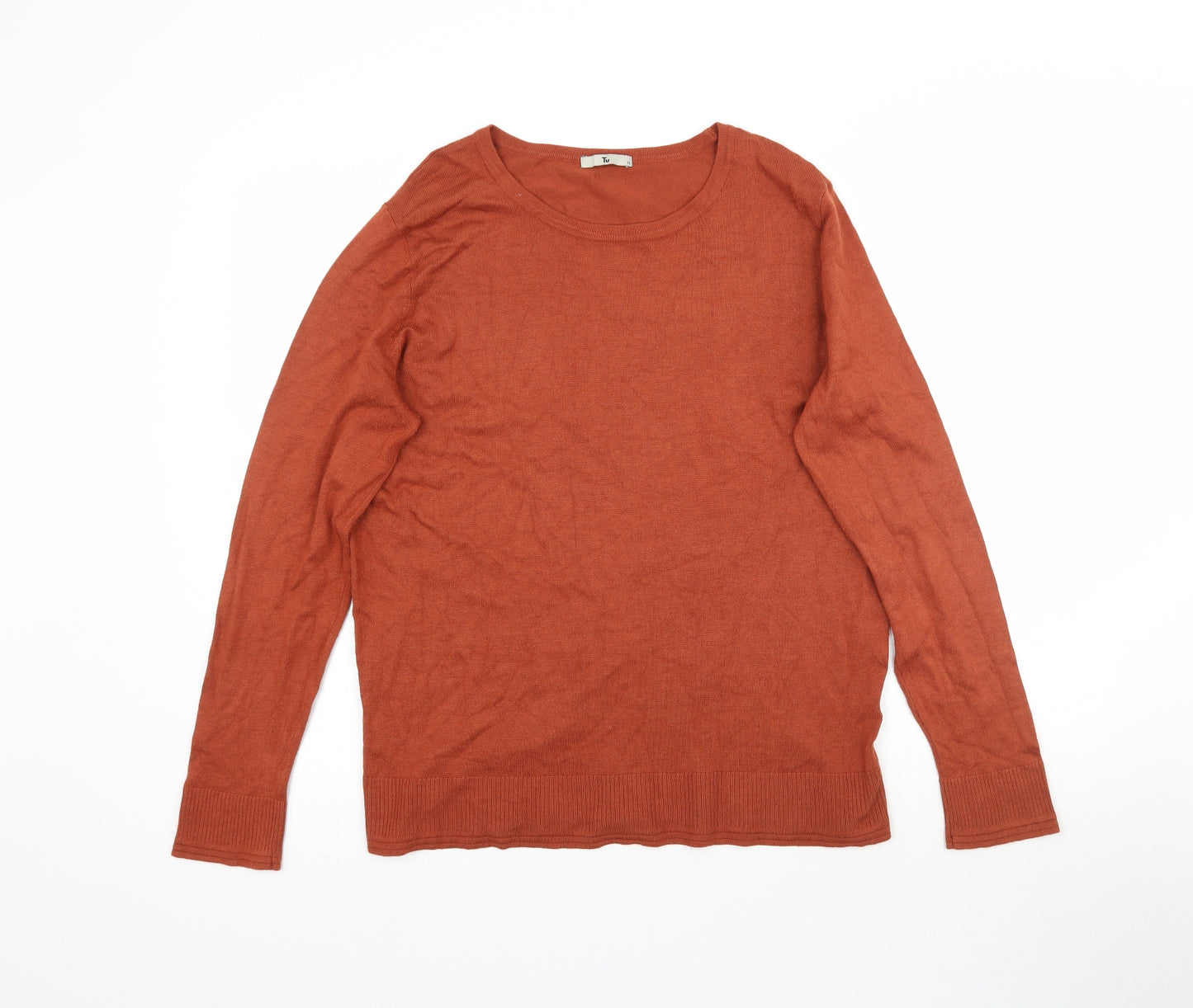 TU Womens Orange  Knit Pullover Jumper Size 16