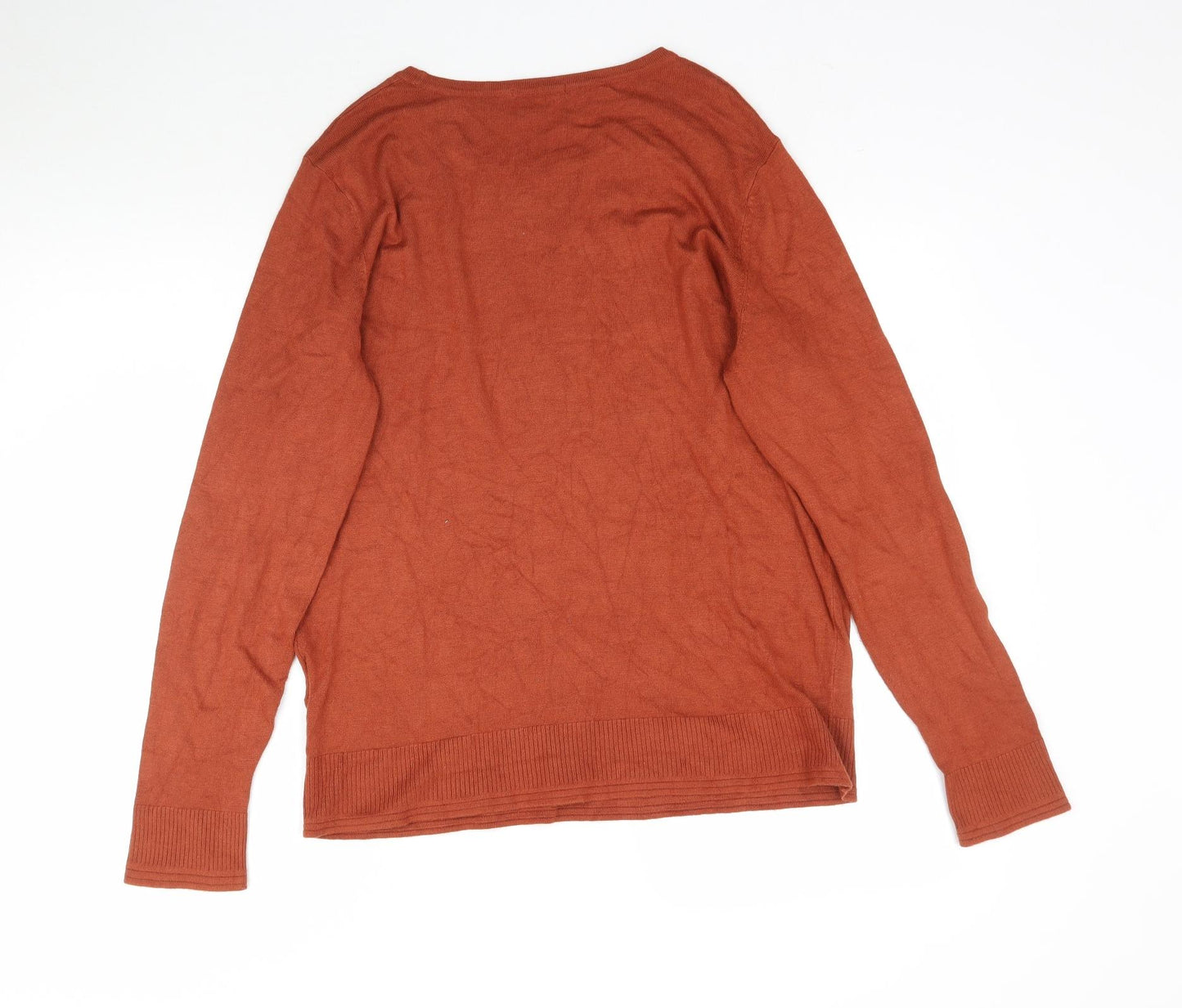 TU Womens Orange  Knit Pullover Jumper Size 16