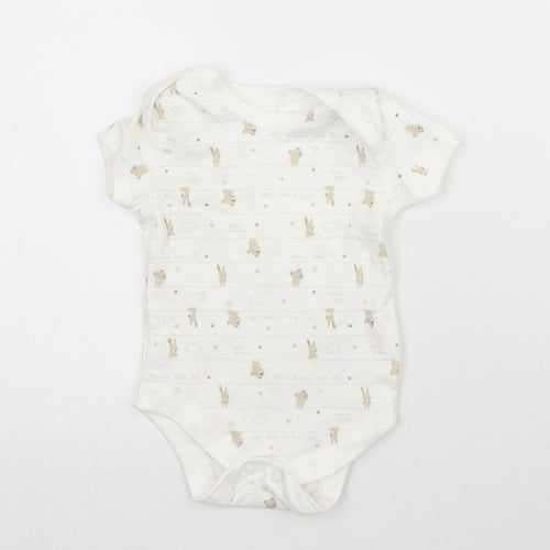 Matalan Baby White Striped  Babygrow One-Piece Size 0-3 Months  - Bears