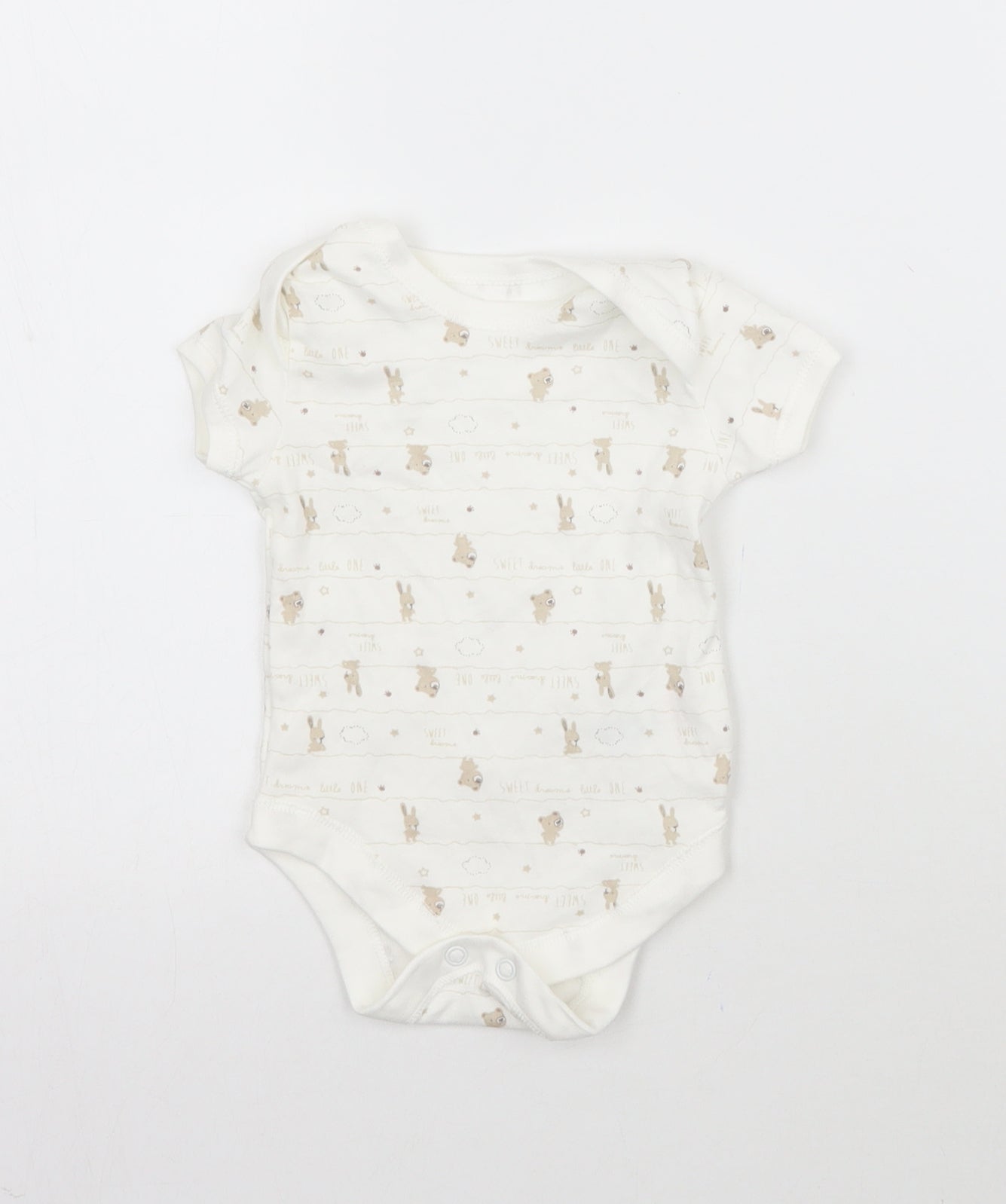 Matalan Baby White Striped  Babygrow One-Piece Size 0-3 Months  - Bears