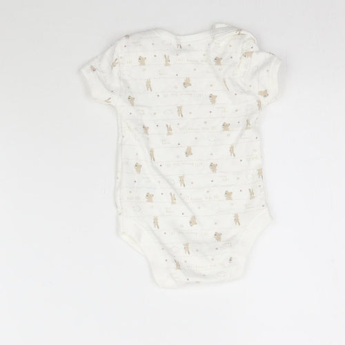 Matalan Baby White Striped  Babygrow One-Piece Size 0-3 Months  - Bears