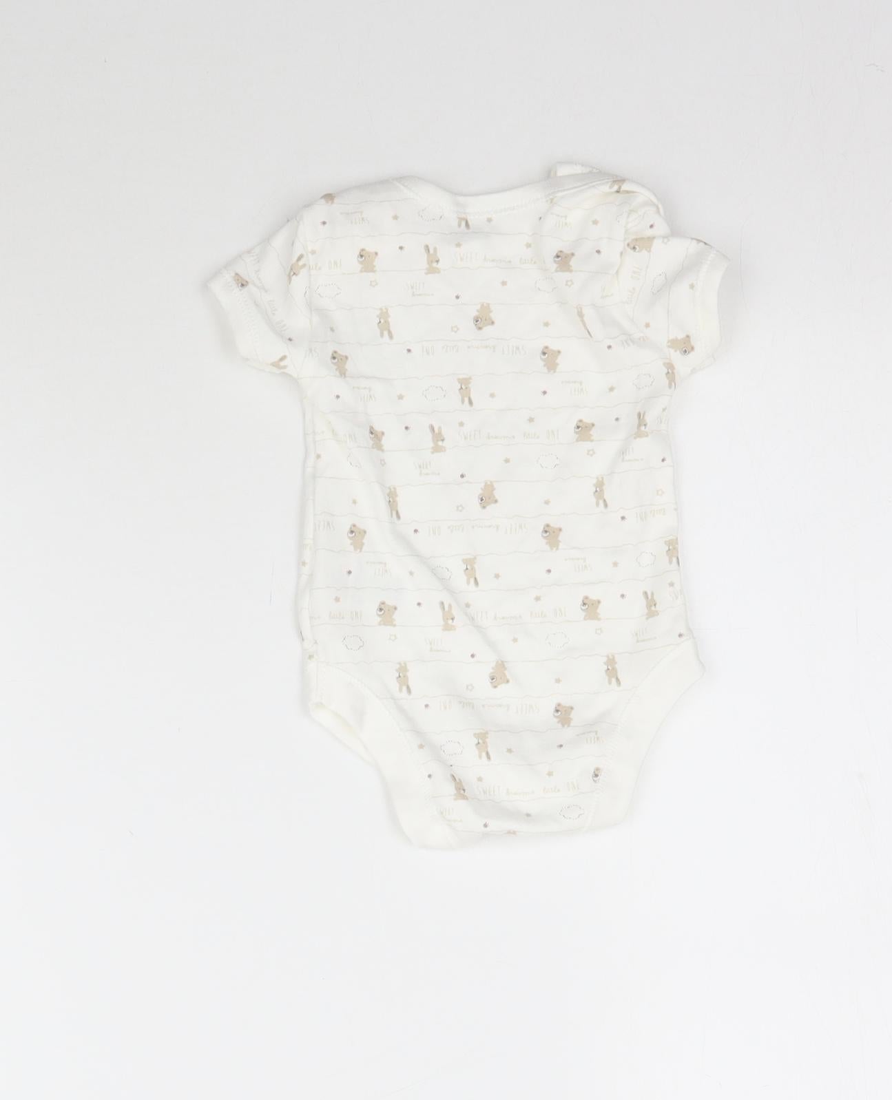 Matalan Baby White Striped  Babygrow One-Piece Size 0-3 Months  - Bears
