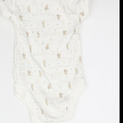 Matalan Baby White Striped  Babygrow One-Piece Size 0-3 Months  - Bears