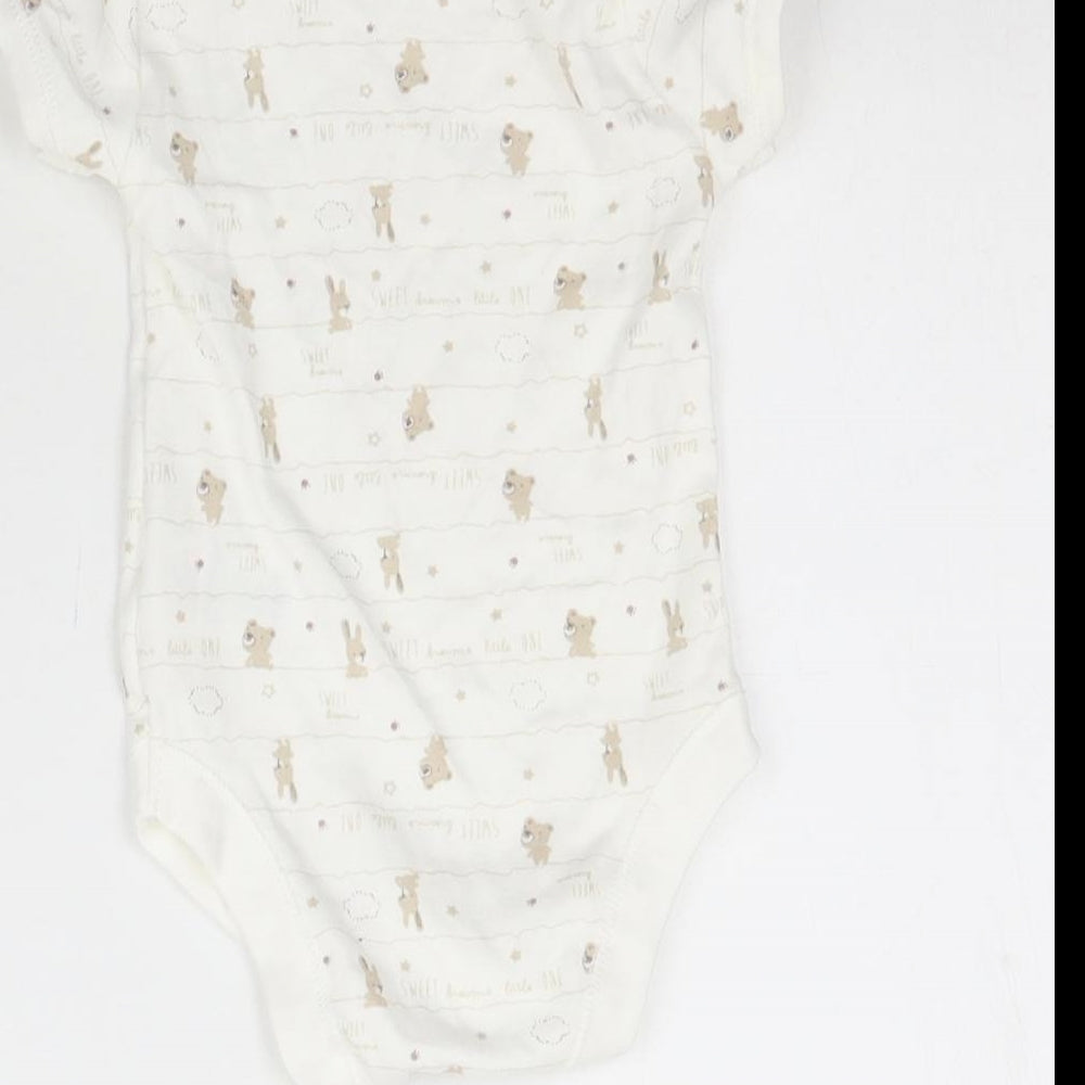 Matalan Baby White Striped  Babygrow One-Piece Size 0-3 Months  - Bears
