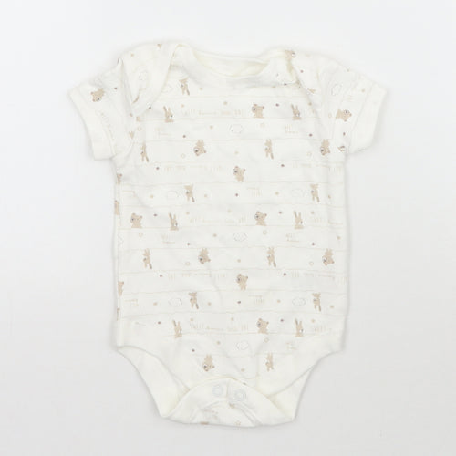Matalan Baby White Striped  Babygrow One-Piece Size 0-3 Months  - Bears