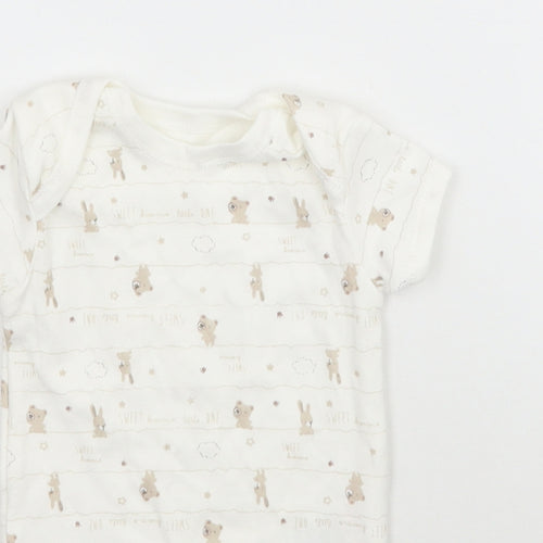 Matalan Baby White Striped  Babygrow One-Piece Size 0-3 Months  - Bears