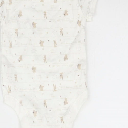 Matalan Baby White Striped  Babygrow One-Piece Size 0-3 Months  - Bears