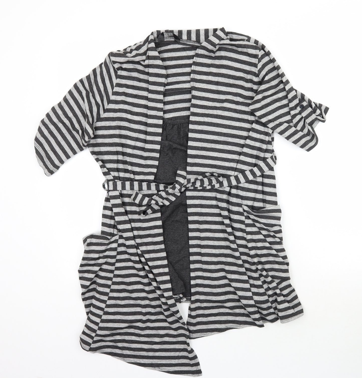 K&D Womens Grey Striped  Basic Blouse Size 16