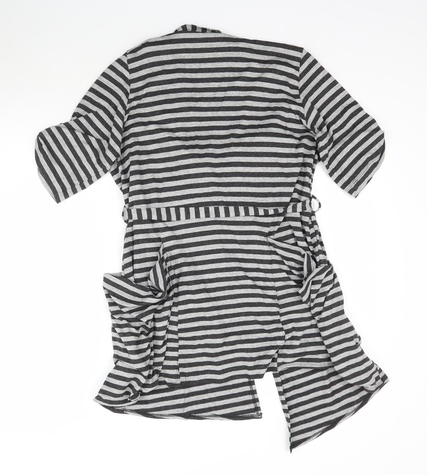 K&D Womens Grey Striped  Basic Blouse Size 16