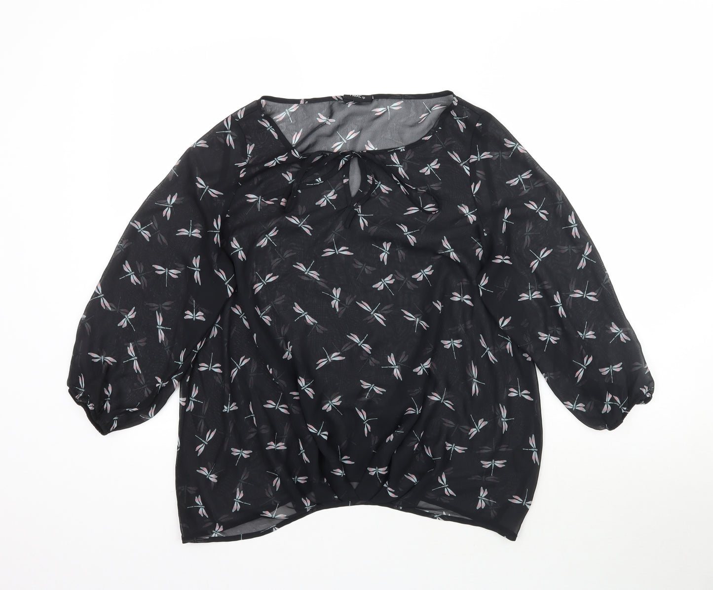 NEXT Womens Black  Mesh Basic Blouse Size 10