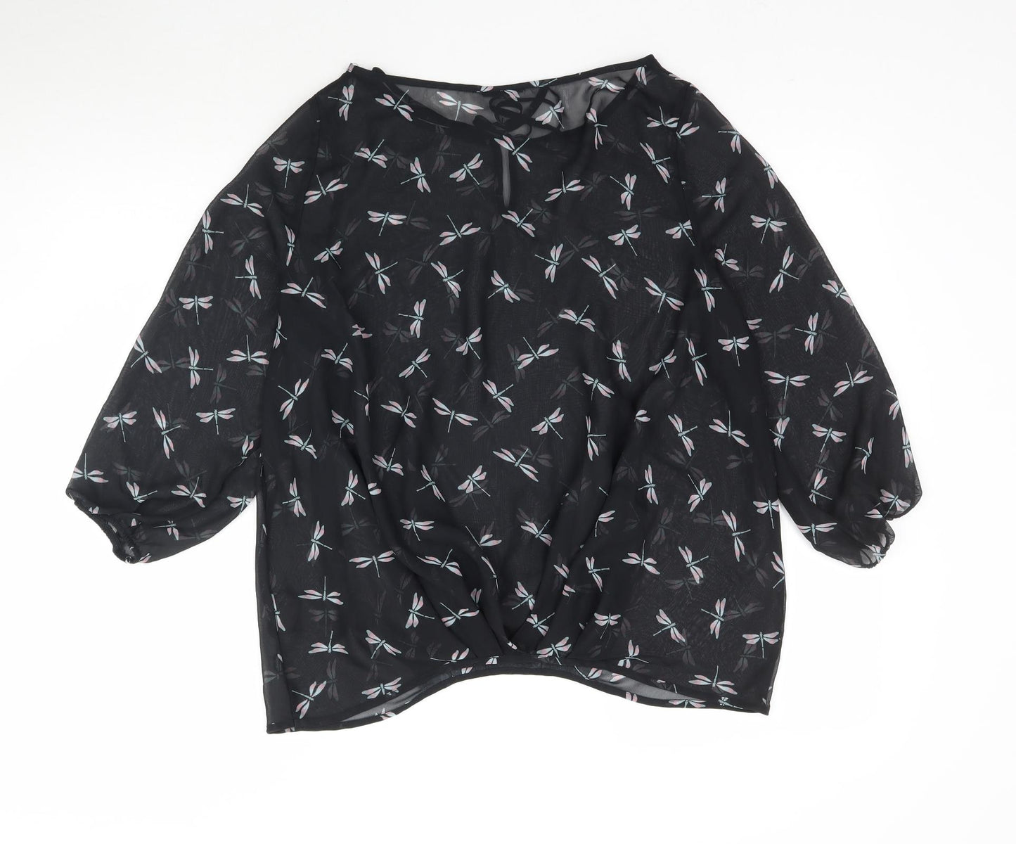 NEXT Womens Black  Mesh Basic Blouse Size 10