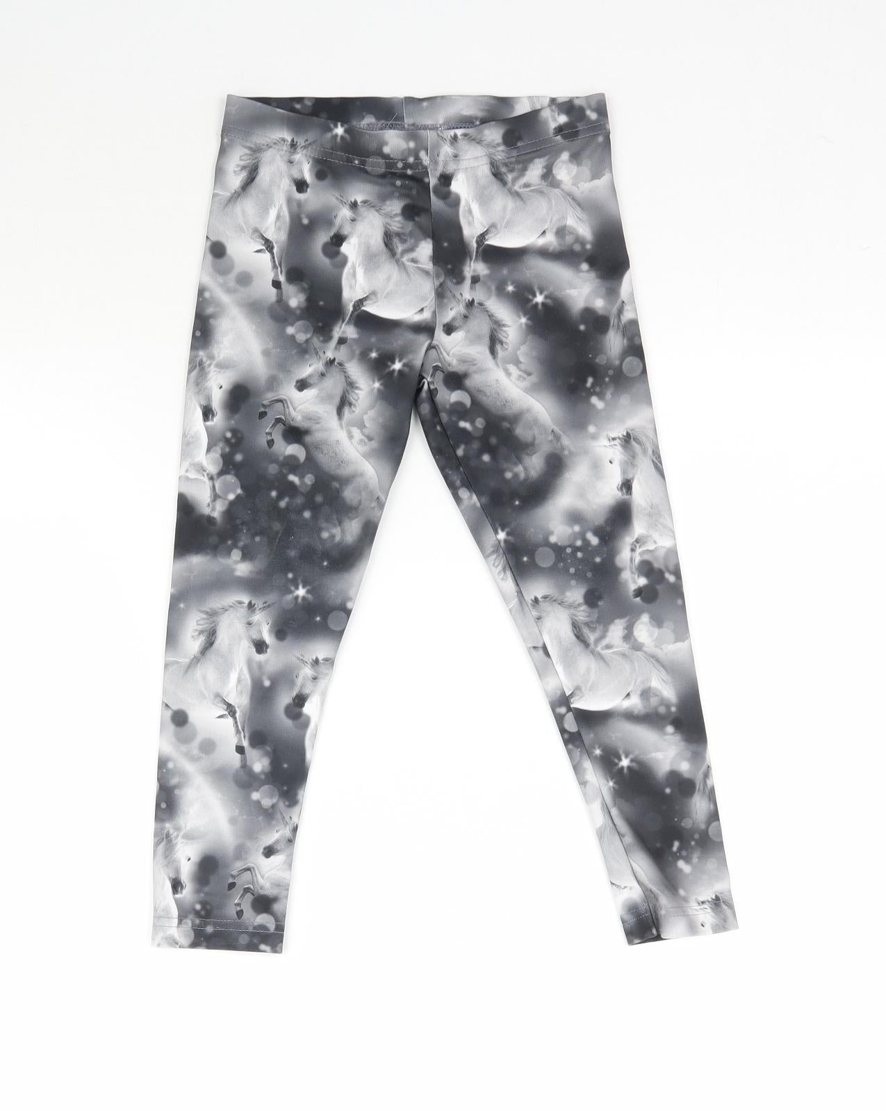 NEXT Girls Grey   Jogger Trousers Size 6 Years - Unicorn Leggings
