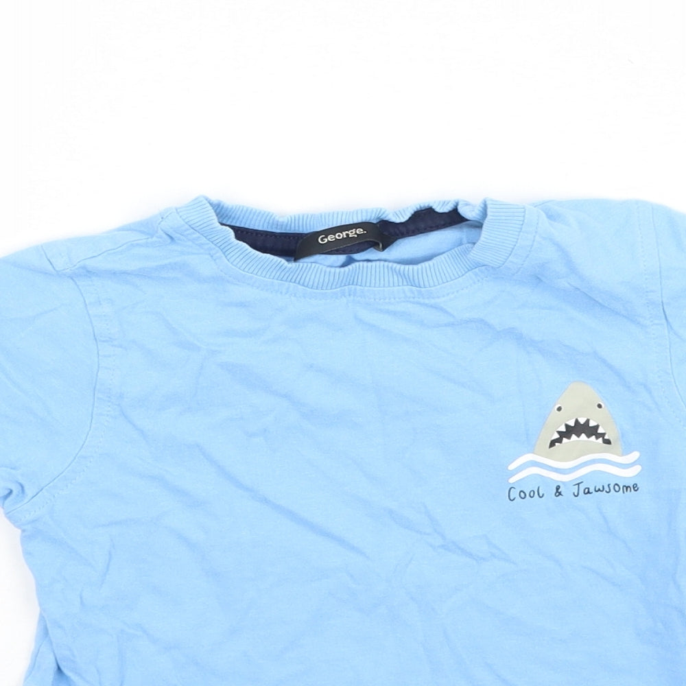 George Boys Blue   Basic T-Shirt Size 3-4 Years  - Shark