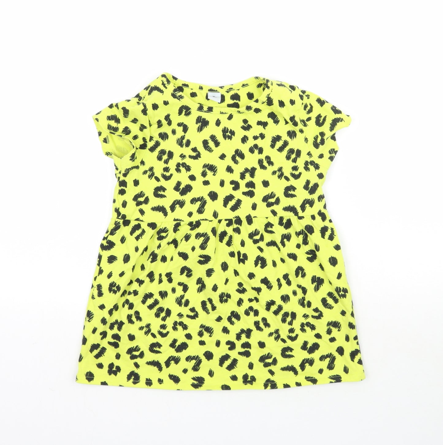 TU Girls Yellow Animal Print  Basic T-Shirt Size 8 Years  - Leopard Print Peplum