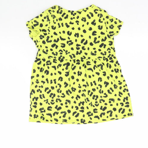 TU Girls Yellow Animal Print  Basic T-Shirt Size 8 Years  - Leopard Print Peplum