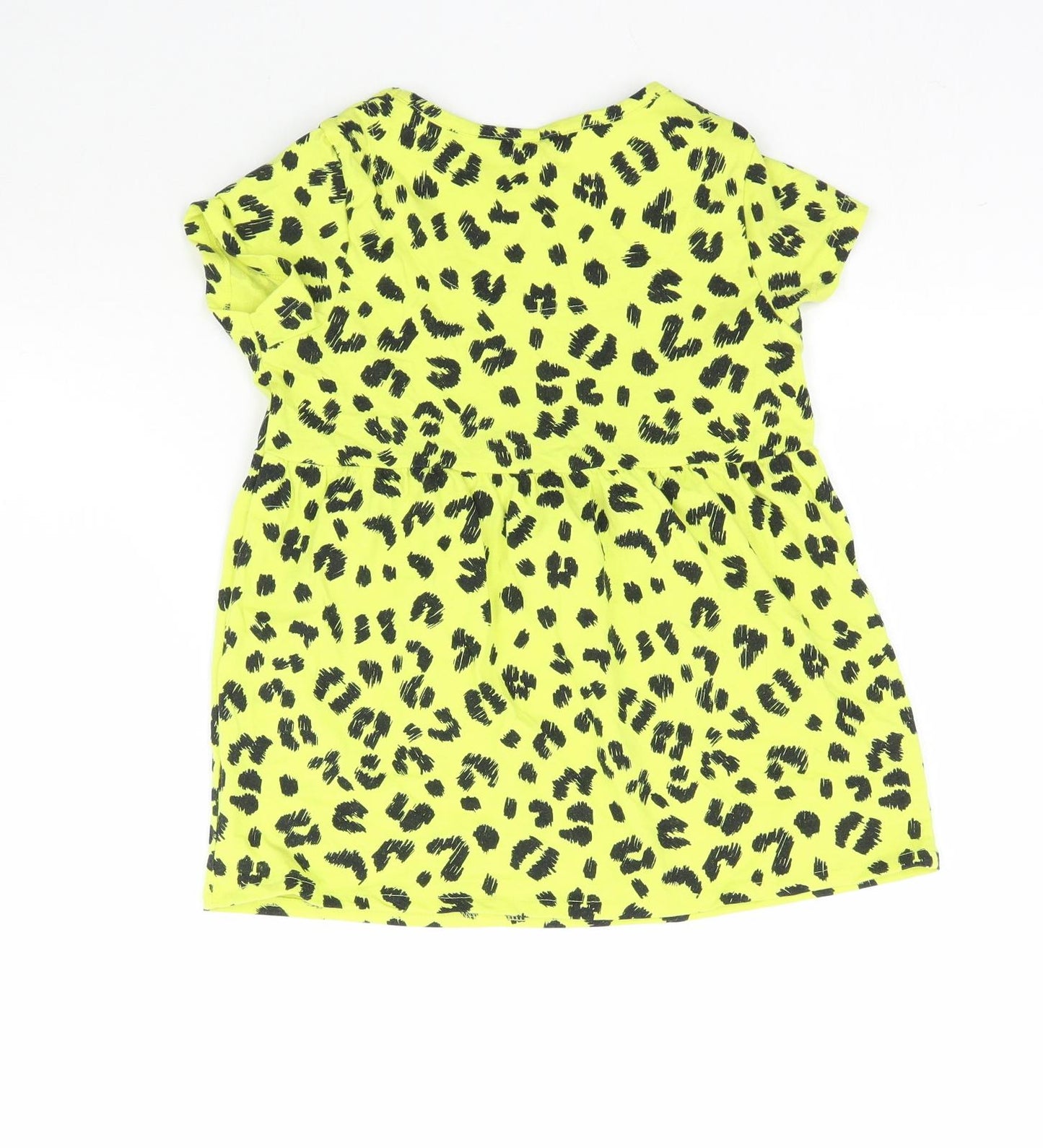 TU Girls Yellow Animal Print  Basic T-Shirt Size 8 Years  - Leopard Print Peplum