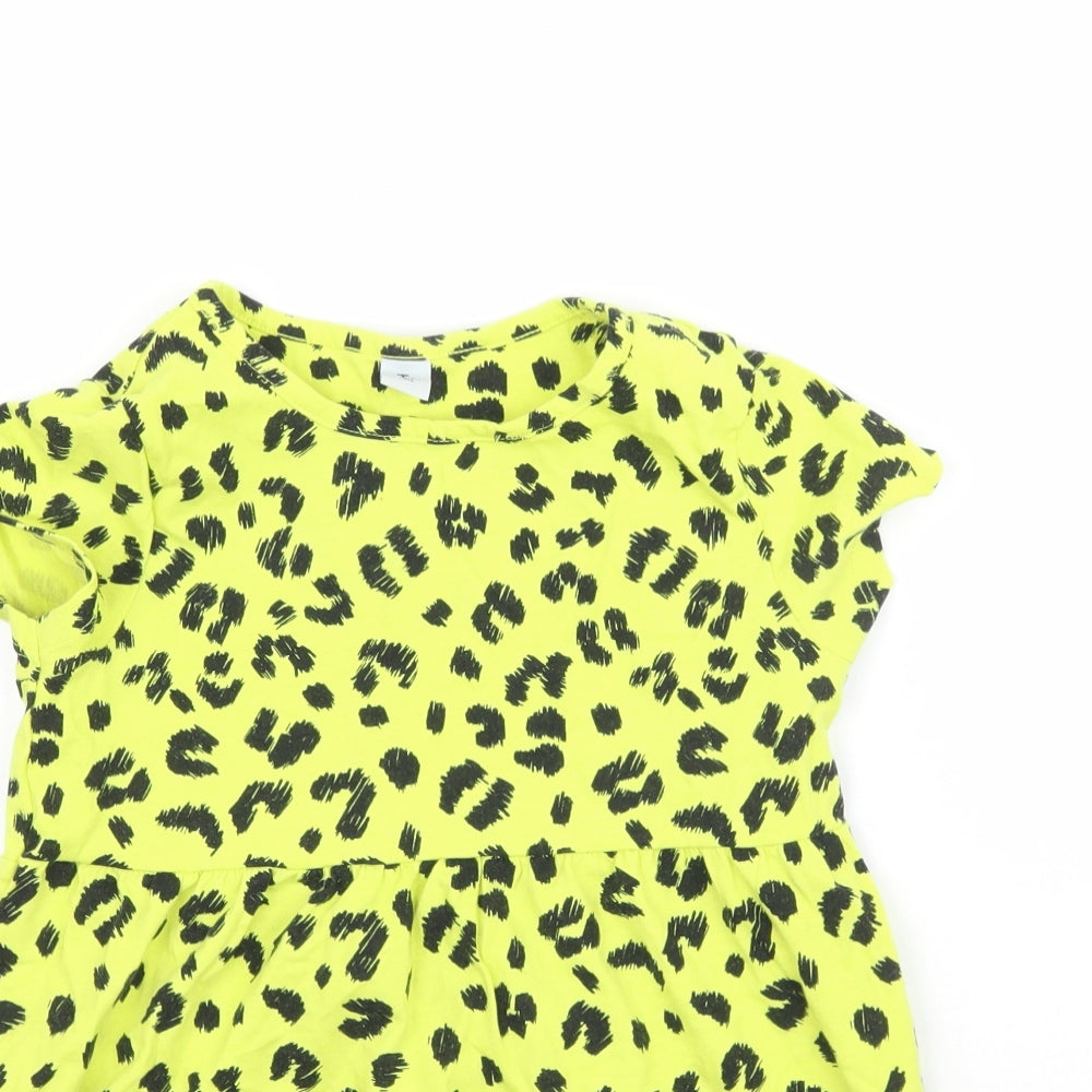 TU Girls Yellow Animal Print  Basic T-Shirt Size 8 Years  - Leopard Print Peplum