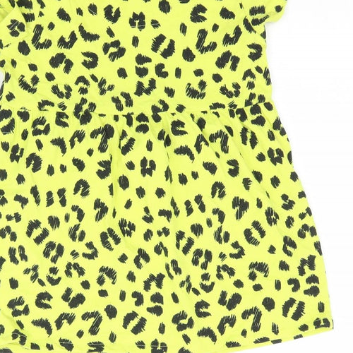 TU Girls Yellow Animal Print  Basic T-Shirt Size 8 Years  - Leopard Print Peplum