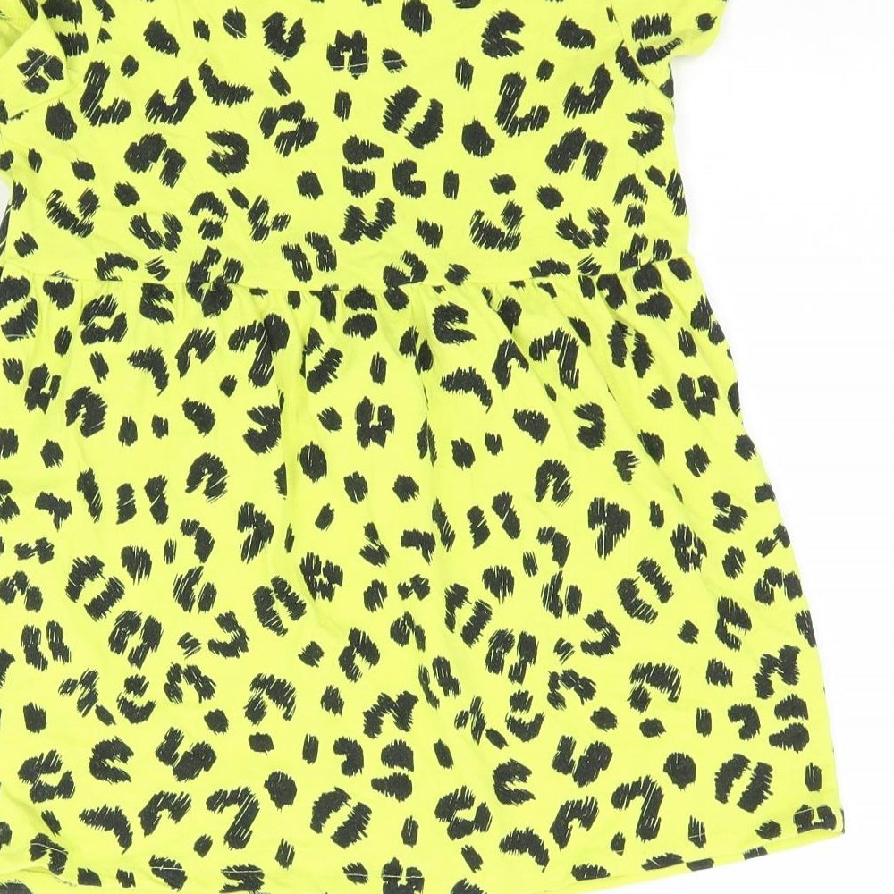 TU Girls Yellow Animal Print  Basic T-Shirt Size 8 Years  - Leopard Print Peplum