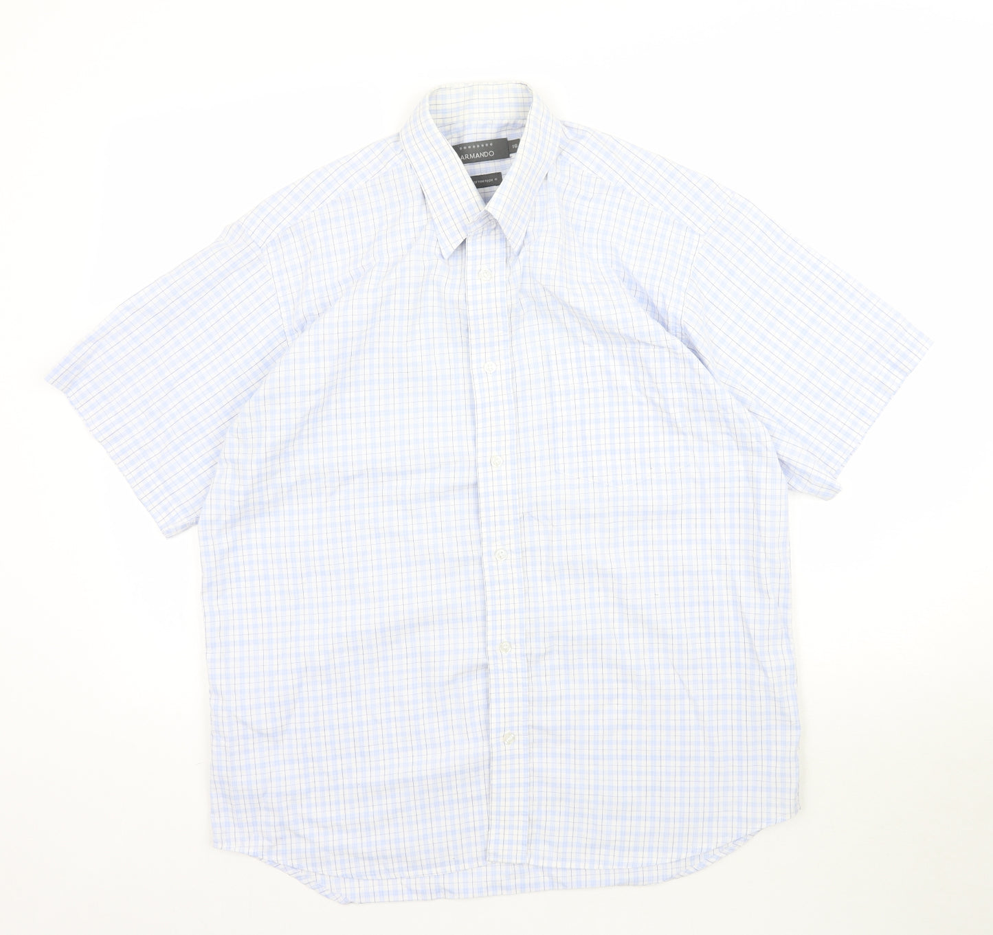 Armando Mens Blue Plaid   Button-Up Size 16