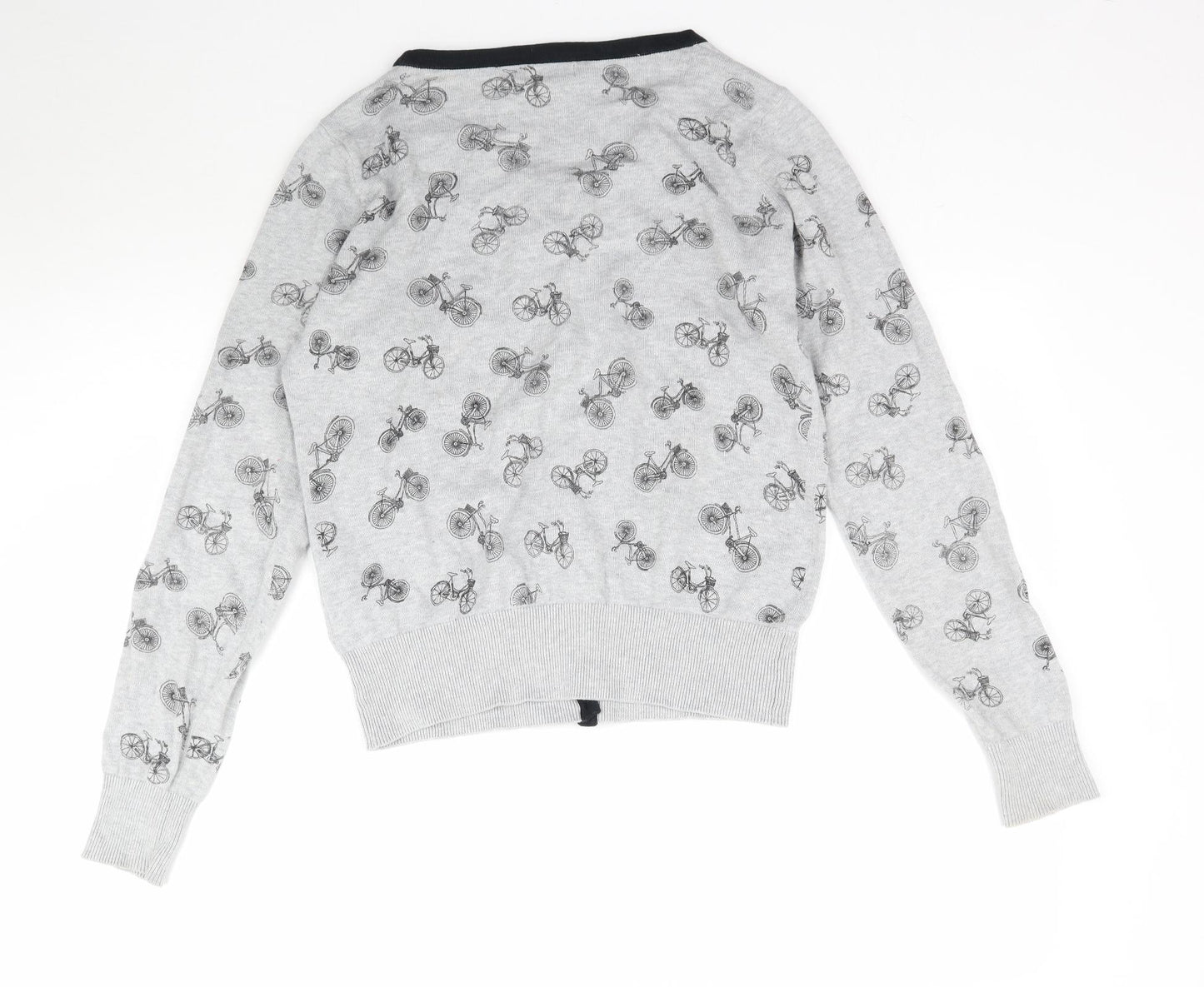 F&F Womens Grey  Knit Cardigan Jumper Size 14  - Bicycle Bike pattern