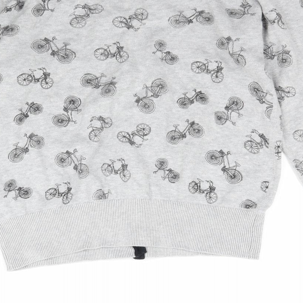 F&F Womens Grey  Knit Cardigan Jumper Size 14  - Bicycle Bike pattern