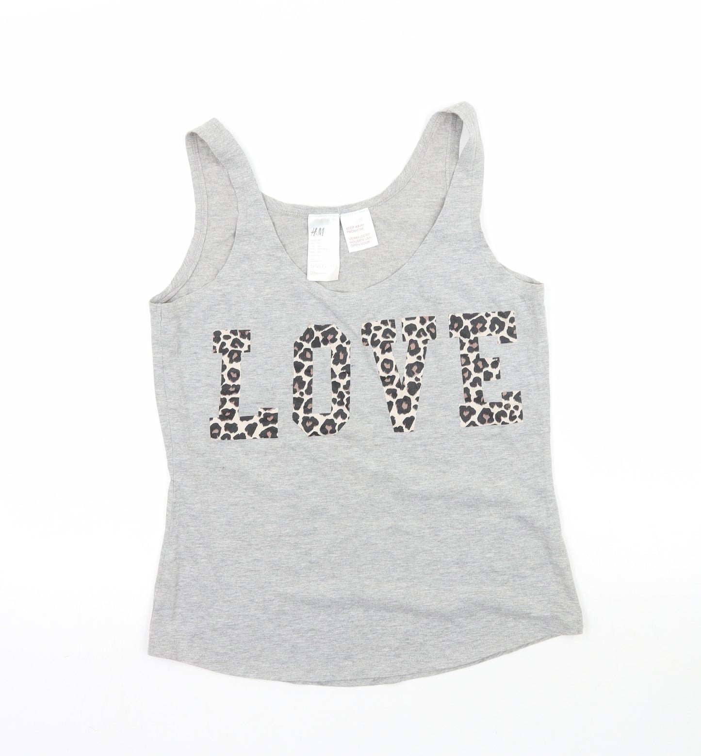 H&M Womens Grey Animal Print  Top Pyjama Top Size M  - Love