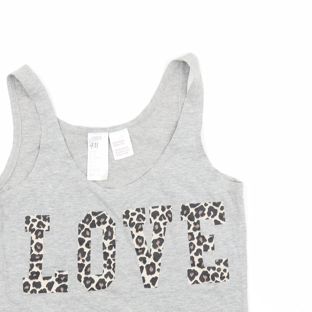 H&M Womens Grey Animal Print  Top Pyjama Top Size M  - Love