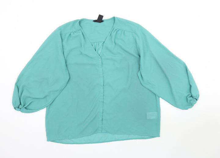 H&M Womens Green   Basic Blouse Size 8