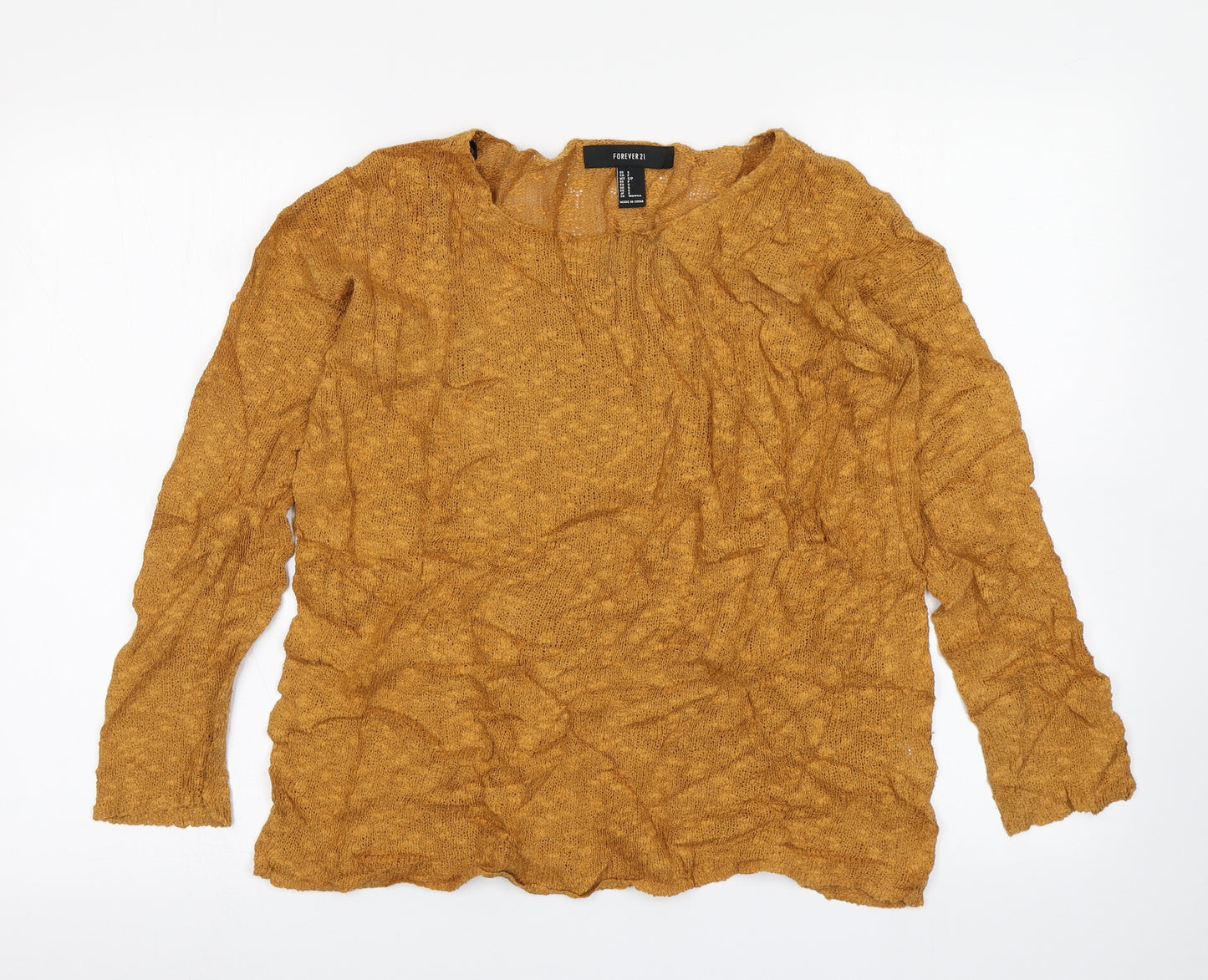 FOREVER 21 Womens Yellow  Knit Pullover Jumper Size S