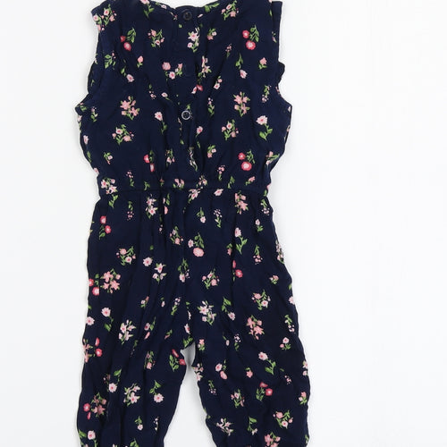 Primark Girls Blue Floral  Jumpsuit Outfit/Set Size 9-12 Months
