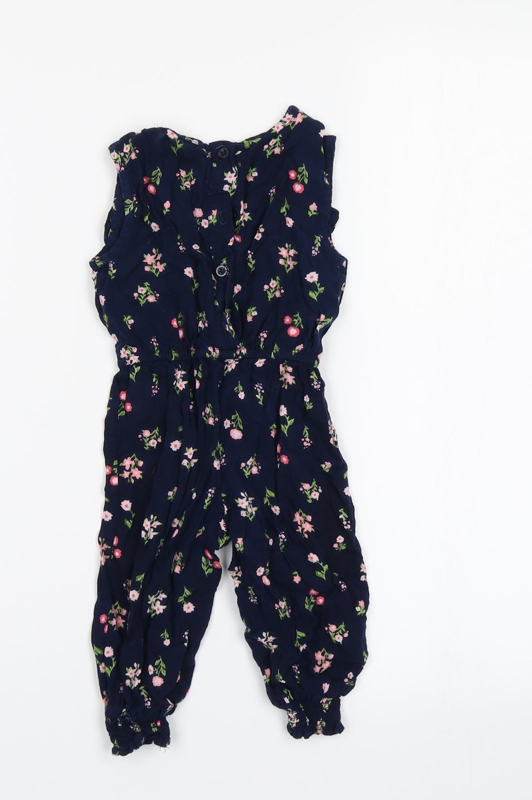 Primark Girls Blue Floral  Jumpsuit Outfit/Set Size 9-12 Months