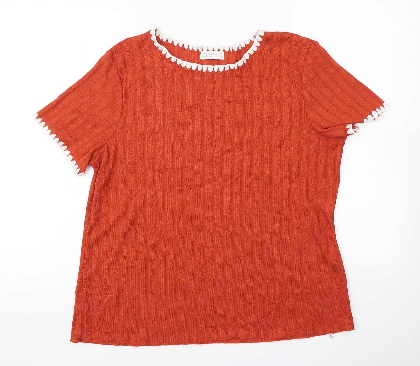 Papaya Womens Orange   Basic T-Shirt Size 16