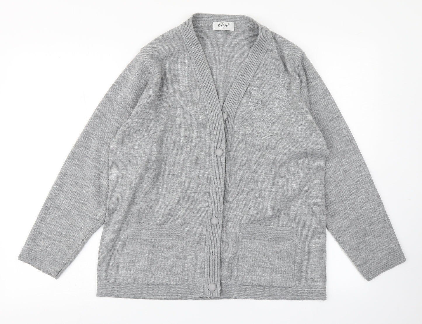 Care Womens Grey  Knit Cardigan Jumper Size L