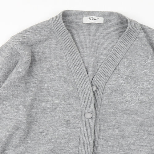 Care Womens Grey  Knit Cardigan Jumper Size L