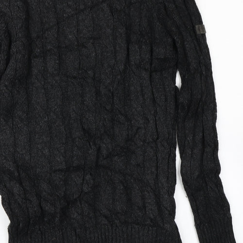 Superdry Mens Black  Knit Pullover Jumper Size S