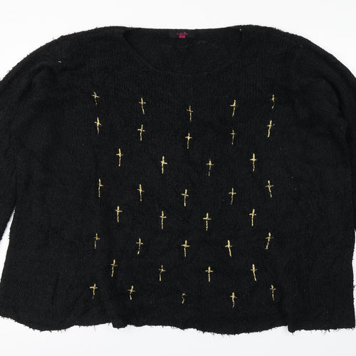 Simply Be Womens Black  Knit Pullover Jumper Size 14