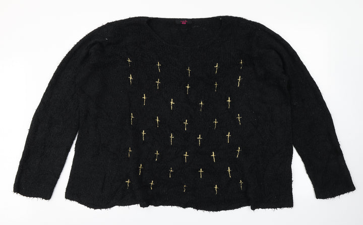 Simply Be Womens Black Knit Pullover Jumper Size 14