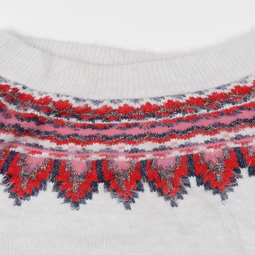 Papaya Womens White  Knit Pullover Jumper Size L