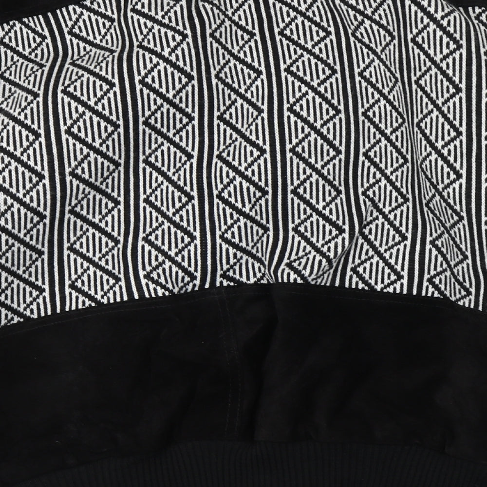 Preworn Mens Black Striped  Bomber Jacket Jacket Size M